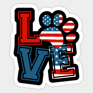 Paws Lover Usa Flag Sticker